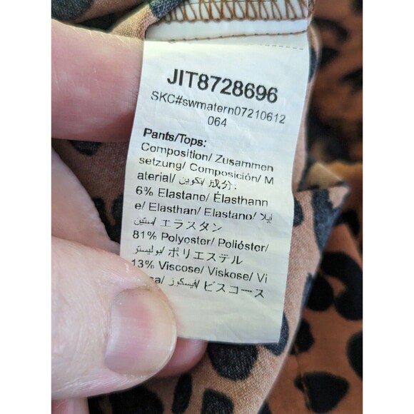 Shein Silky Leopard Print Spots Ruffle Stretch Waist Shorts Black/Brown Large - Picture 5 of 6